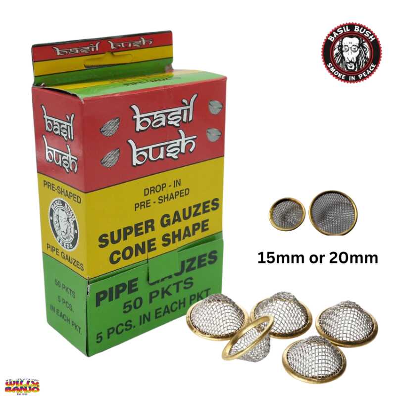 basil bush drop in cone pipe or bong gauze / screens / mesh