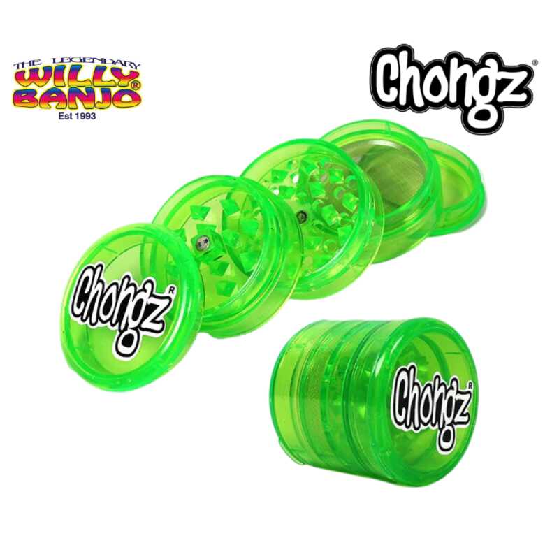 green acrylic chongz 4 part grinder