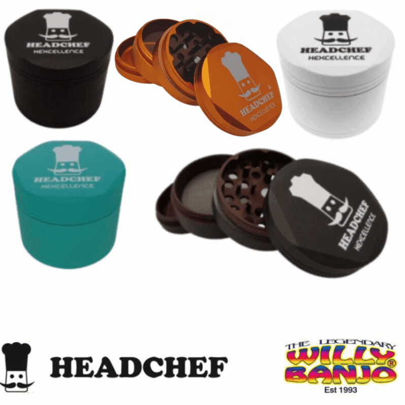 Headchef Hexellence Silk Touch 2 Tone 4 Part Metal Herb Grinder 55mm