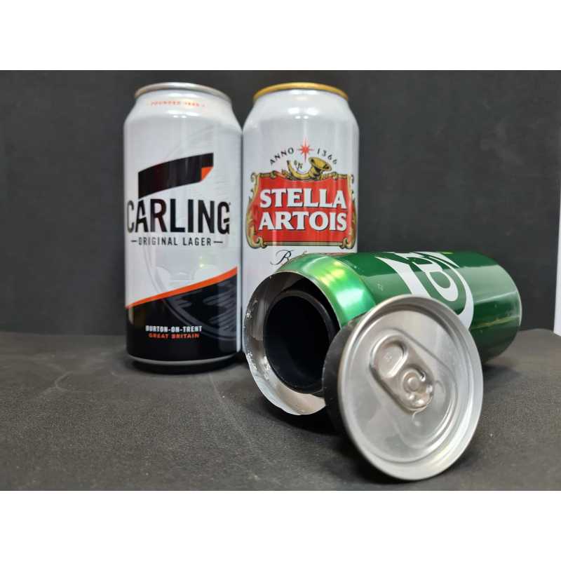 beer stash cans with one open