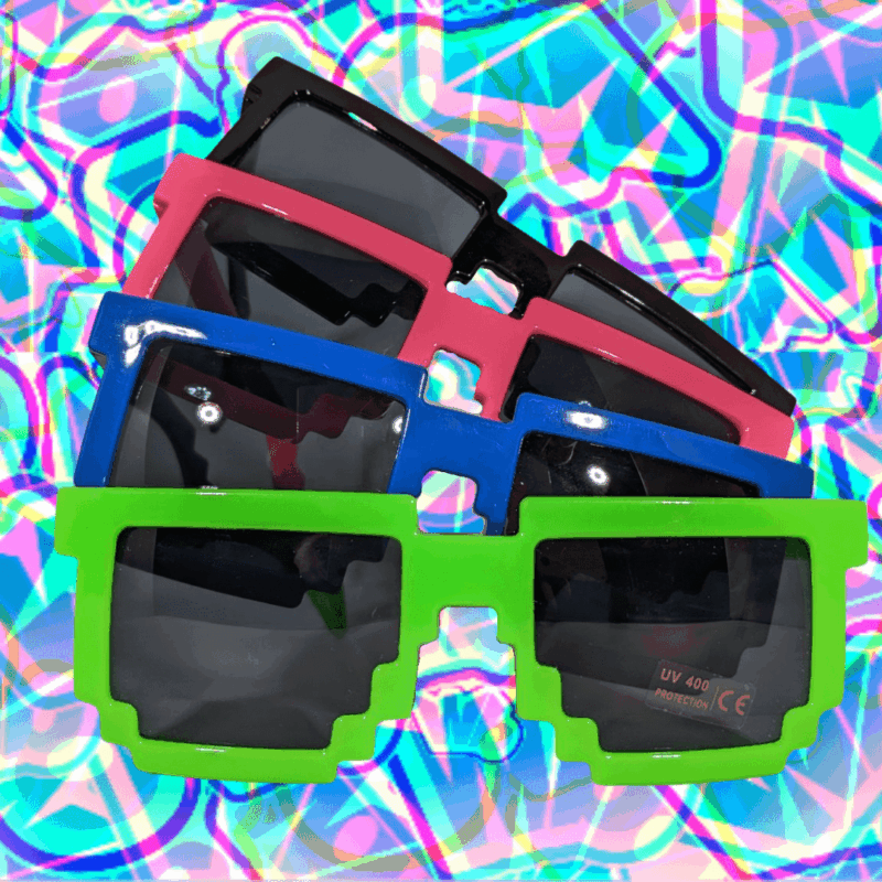 Willy Banjo Pixel sunglasses on WB logo background