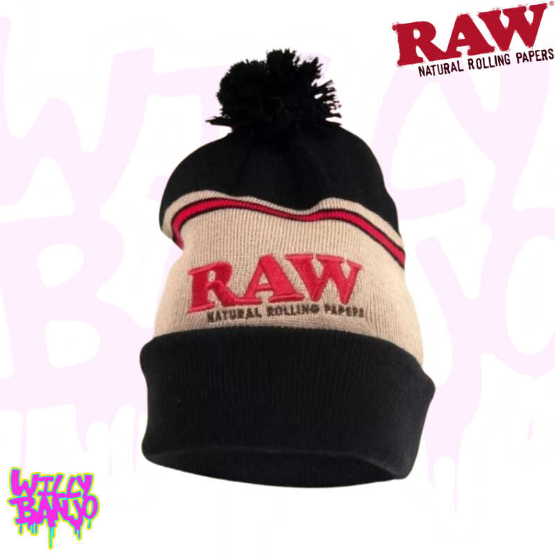 Raw Woolly Beanie Pom Pom Hat