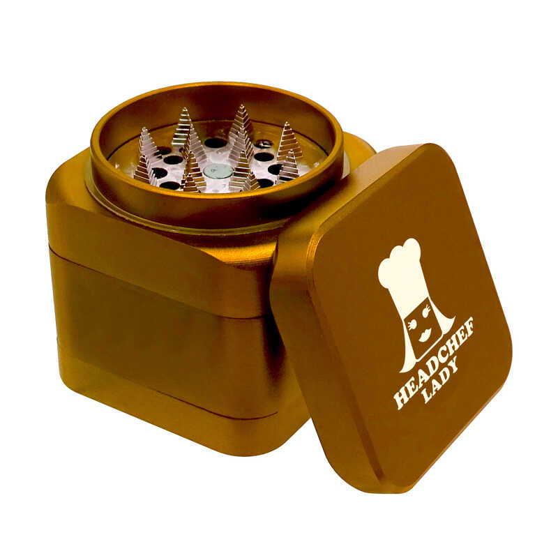 Headchef Lady Cube Grinder Gold Open Top Image