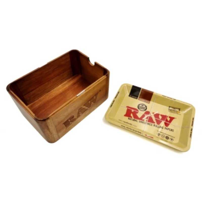 raw cache mini rolling box with lid open