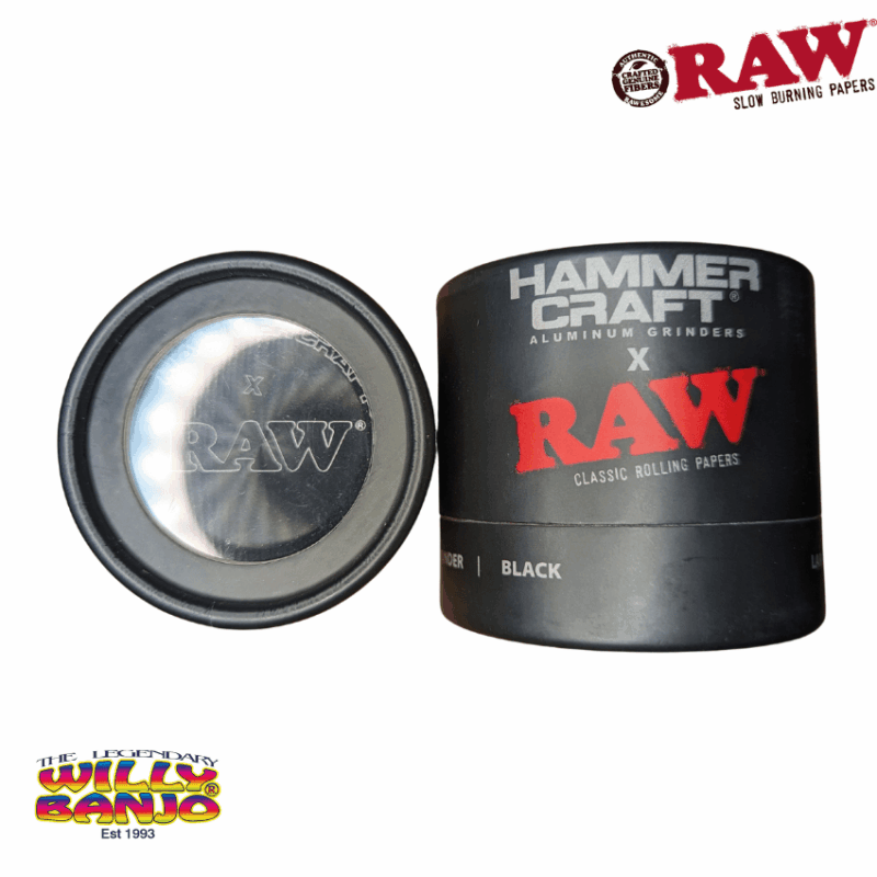 RAW x Hammercraft 4 Part Black Magnetic Metal Grinder