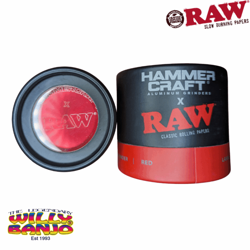 RAW x Hammercraft 4 Part Red Magnetic Metal Grinder