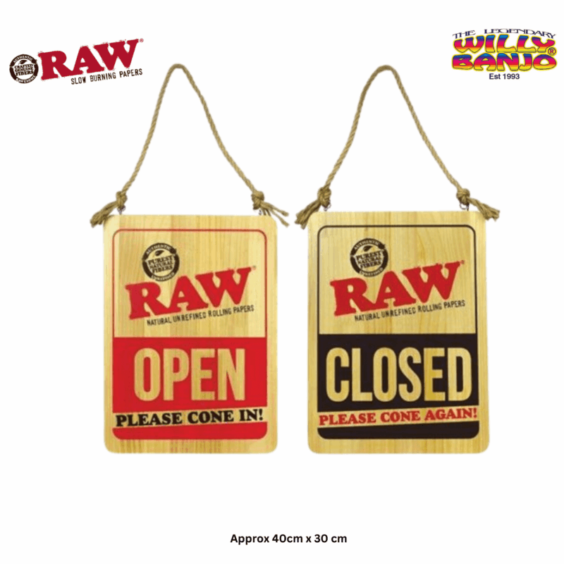 RAW 2 Sided Wooden Open Close Sign