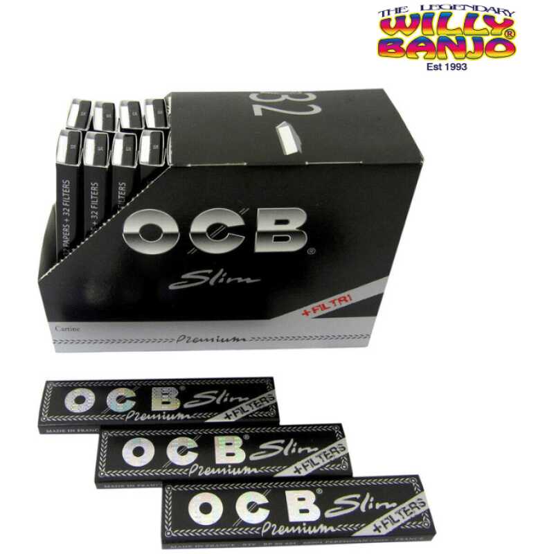OCB Premium Black King Size Slim Rolling Papers – 32 Booklets + Filter Tips