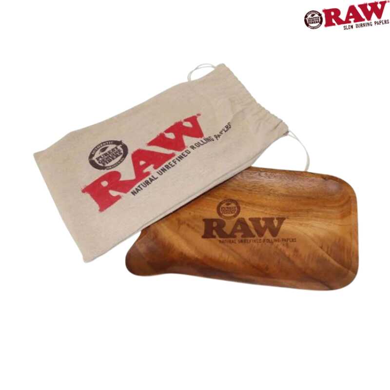 RAW Acacia Wooden Rolling Tray with spout