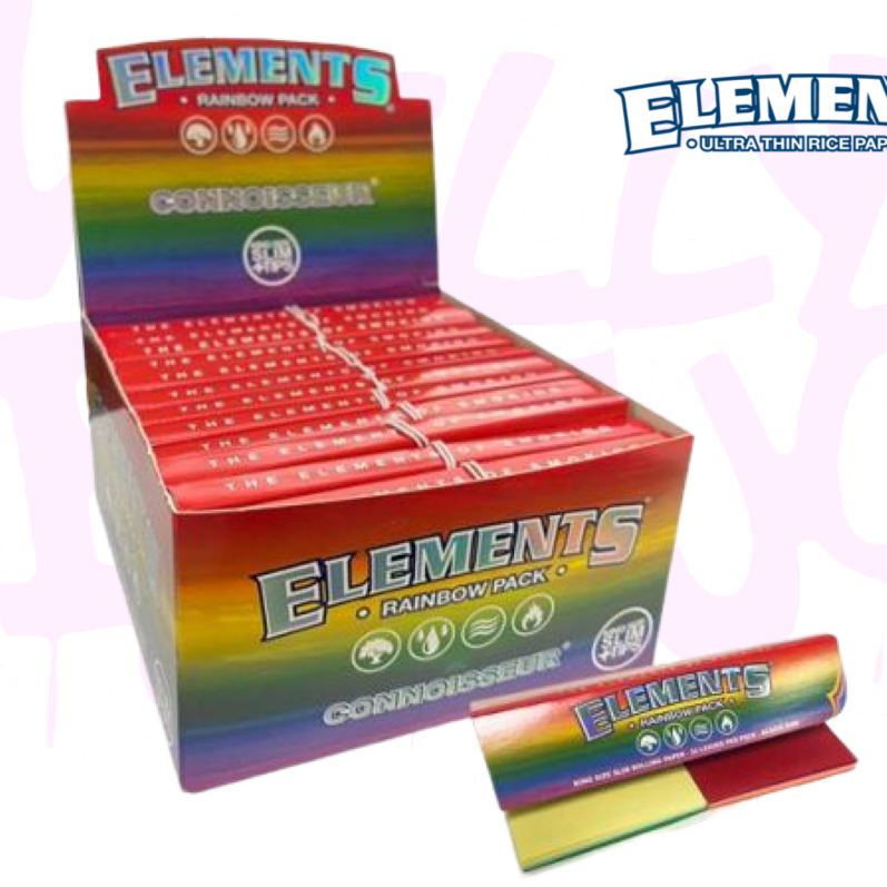 Rainbow Elements Kingsize Slim Rice Rolling Paper + Tips