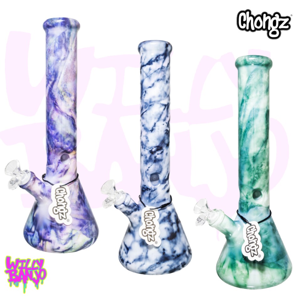 Chongz “Tye Dye” 5mm Marble Effect 35cm Glass Ice Bong