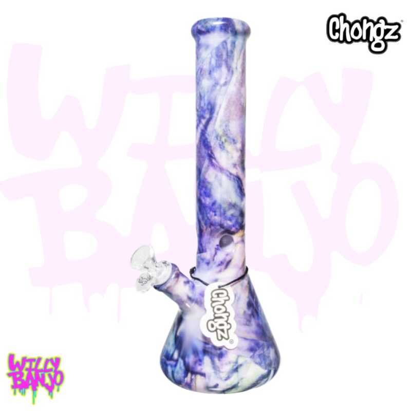 Chongz “Tye Dye” 5mm Marble Effect 35cm Glass Ice Bong blue