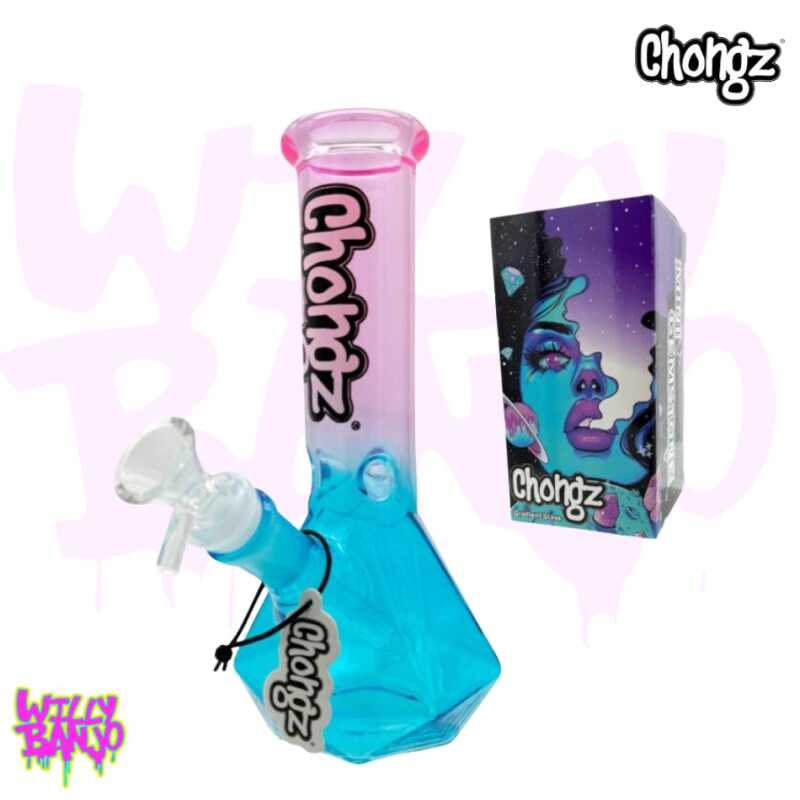 Chongz “Mini Gemstone” 20cm Pink & Blue Glass Bong