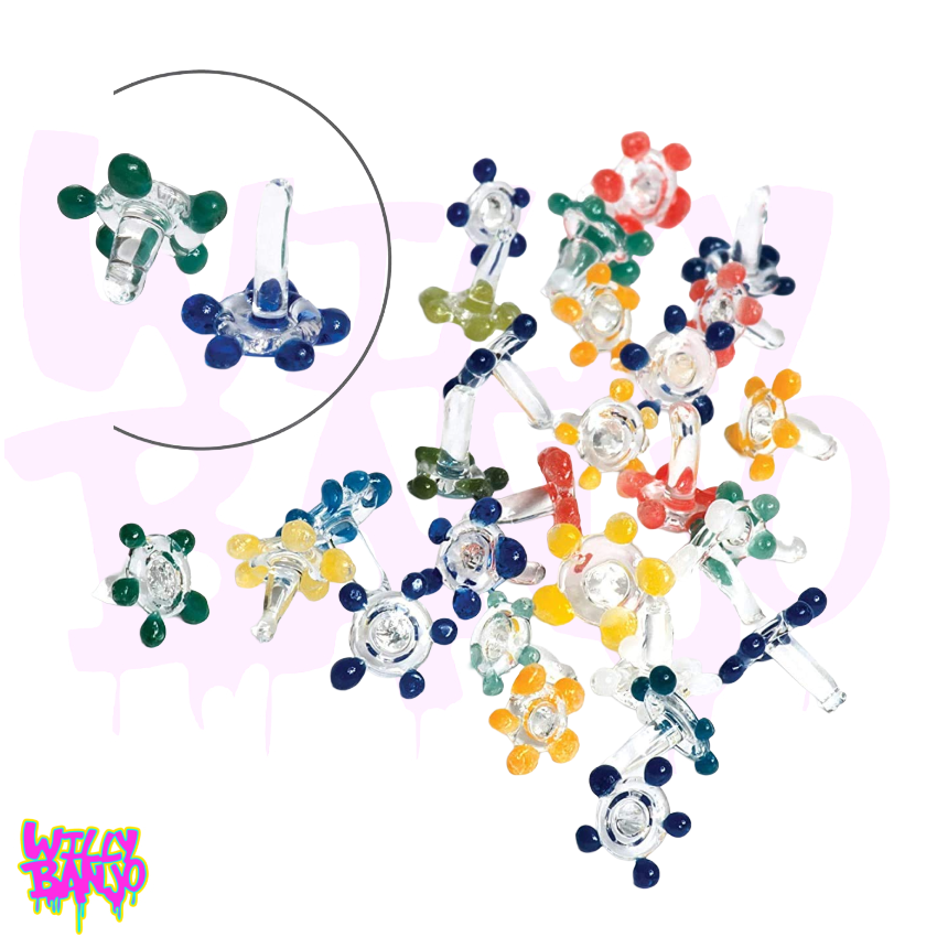 Glass Daisy Pipe Screens Mixed Colours - Reusable Honeycomb Gauze Flower