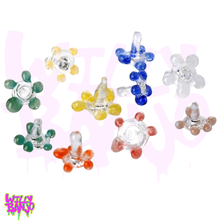 Glass Daisy Pipe Screens Mixed Colours - Reusable Honeycomb Gauze Flower