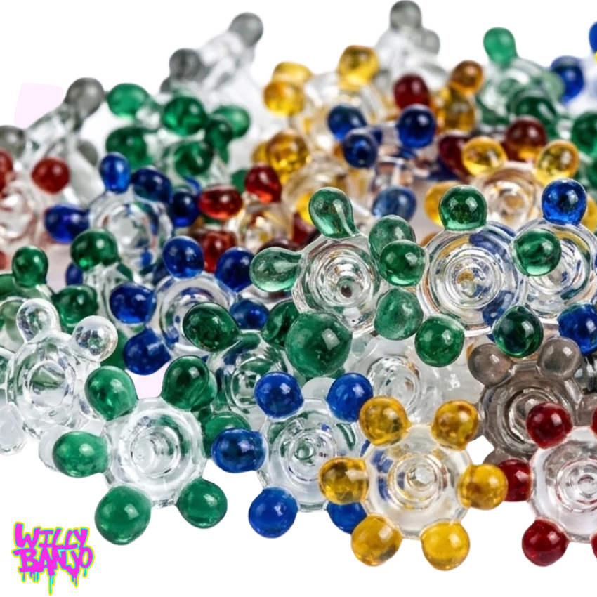 Glass Daisy Pipe Screens Mixed Colours - Reusable Honeycomb Gauze Flower