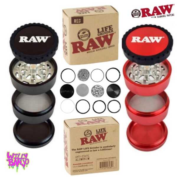 RAW Life 60mm 4 part Modular Grinder Black or RED