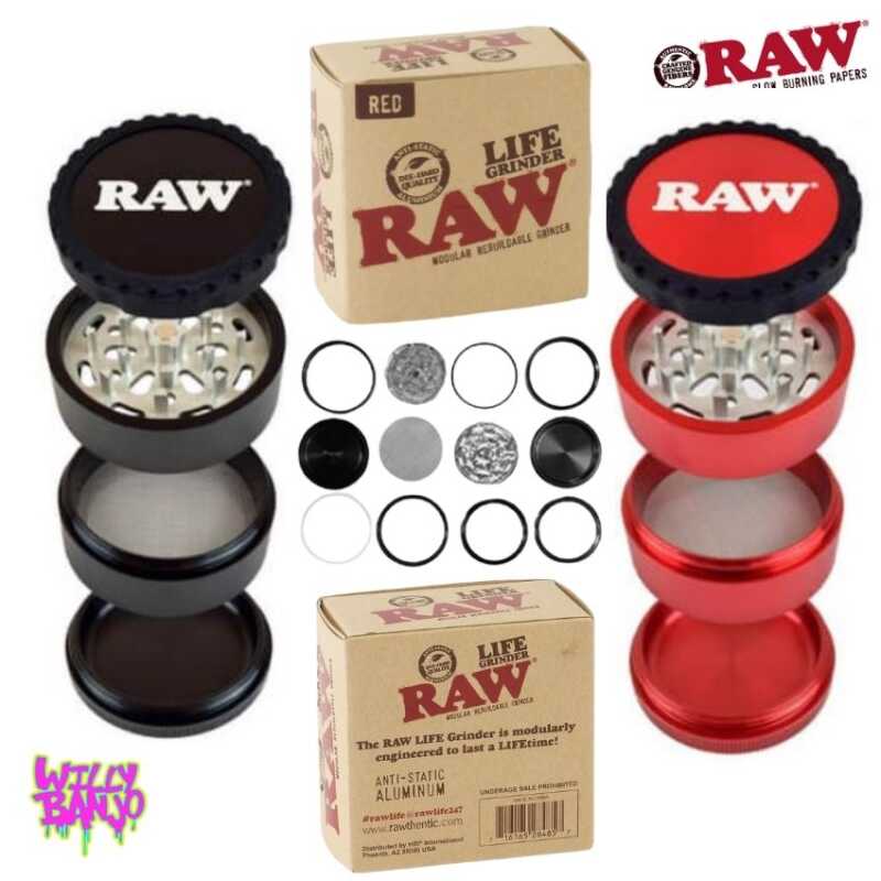 RAW Life 60mm 4 part Modular Grinder Black or RED
