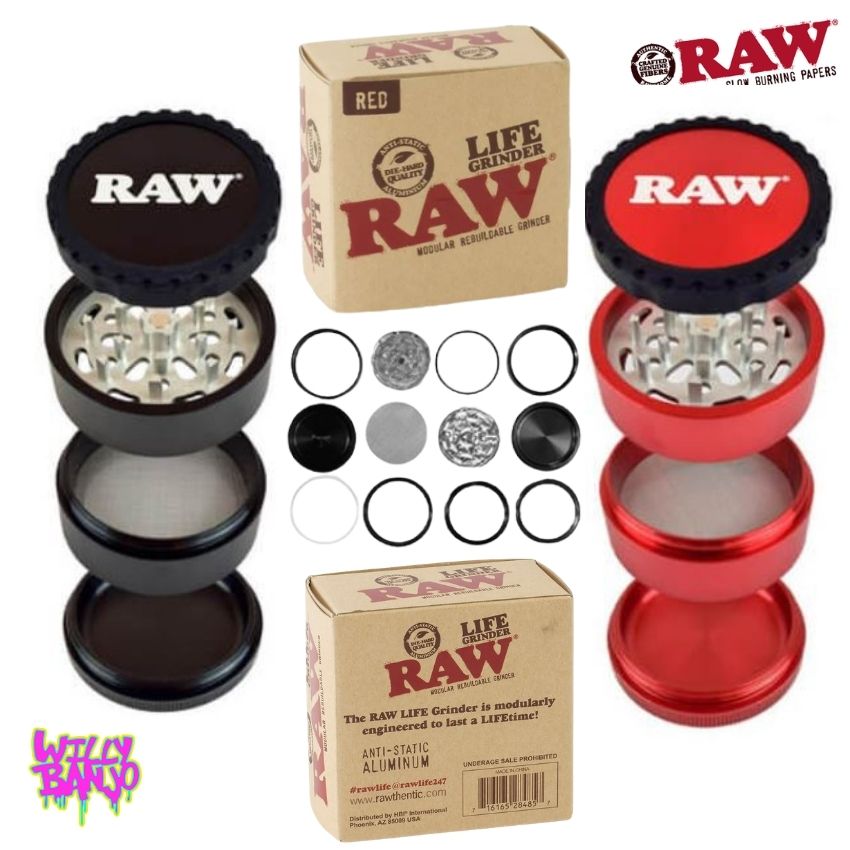 RAW Life 60mm 4 part Modular Grinder Black or RED