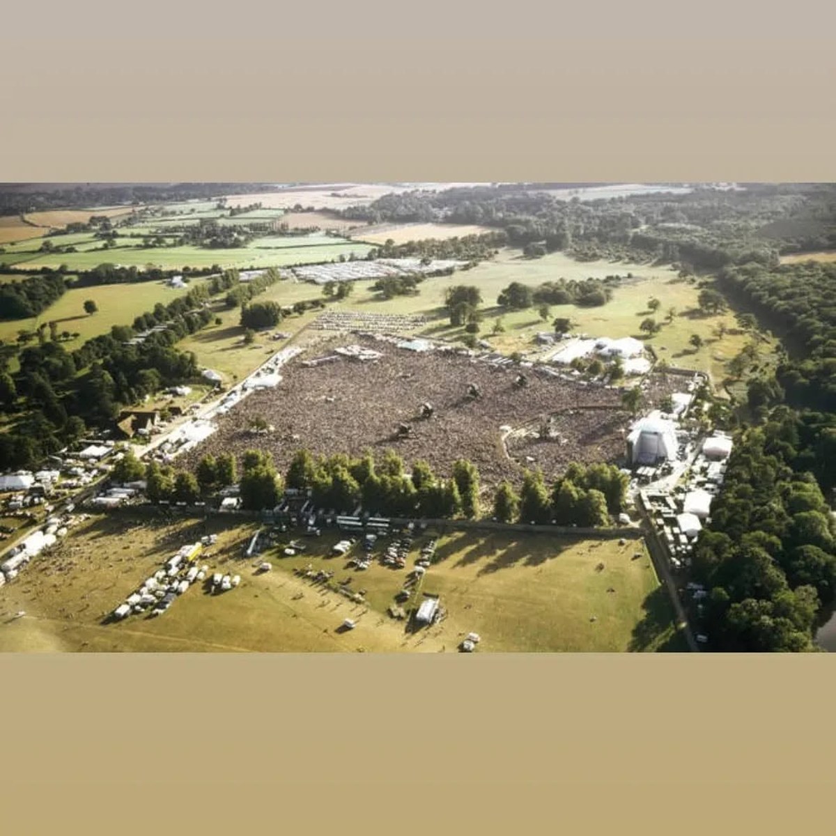 Aerial view of the Oasis Knebworth crowd 1996