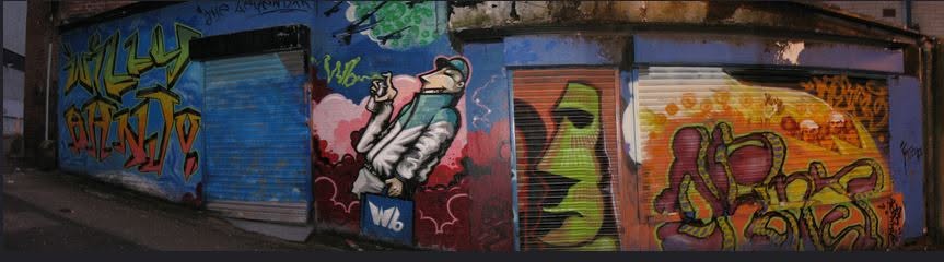 Old Willy Banjo artwork and graffiti from the shop's history