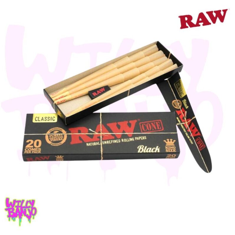 RAW Black King Size Pre-Rolled Cones - 20 Pack