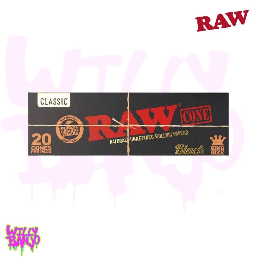 RAW Black King Size Pre-Rolled Cones - 20 Pack