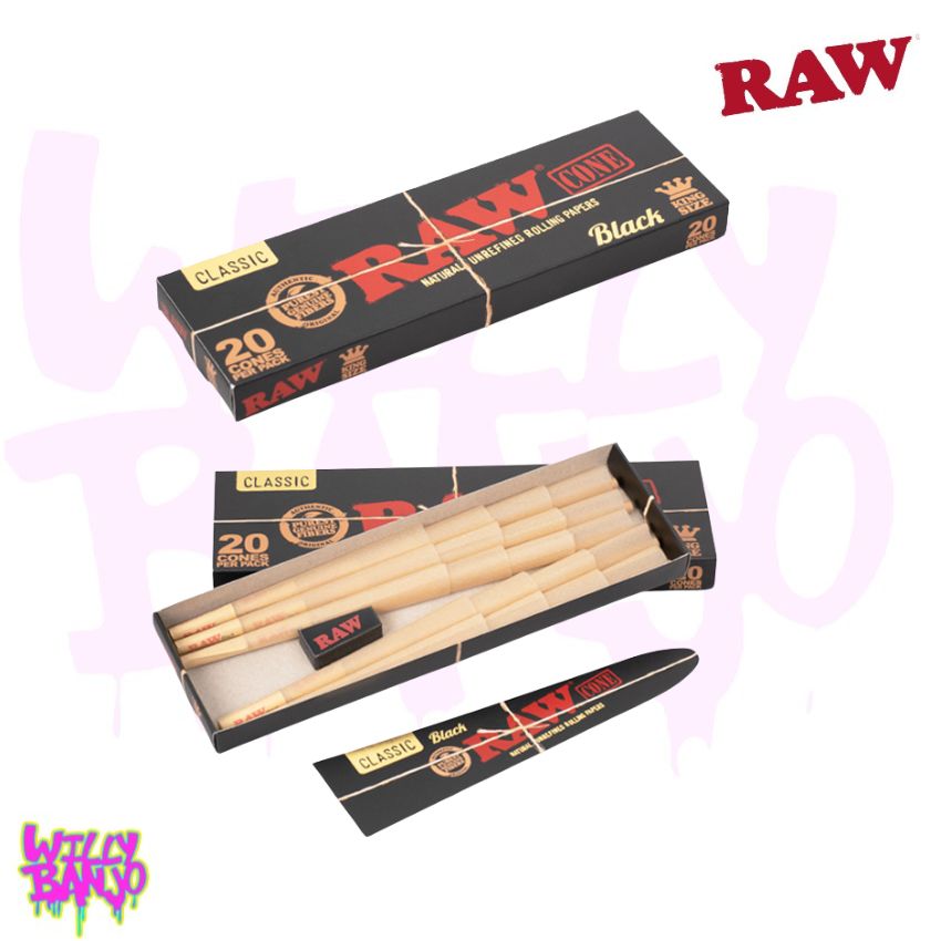 RAW Black King Size Pre-Rolled Cones - 20 Pack
