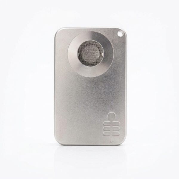 Silver Palm Leaf credit card pipe in brushed stainless steel