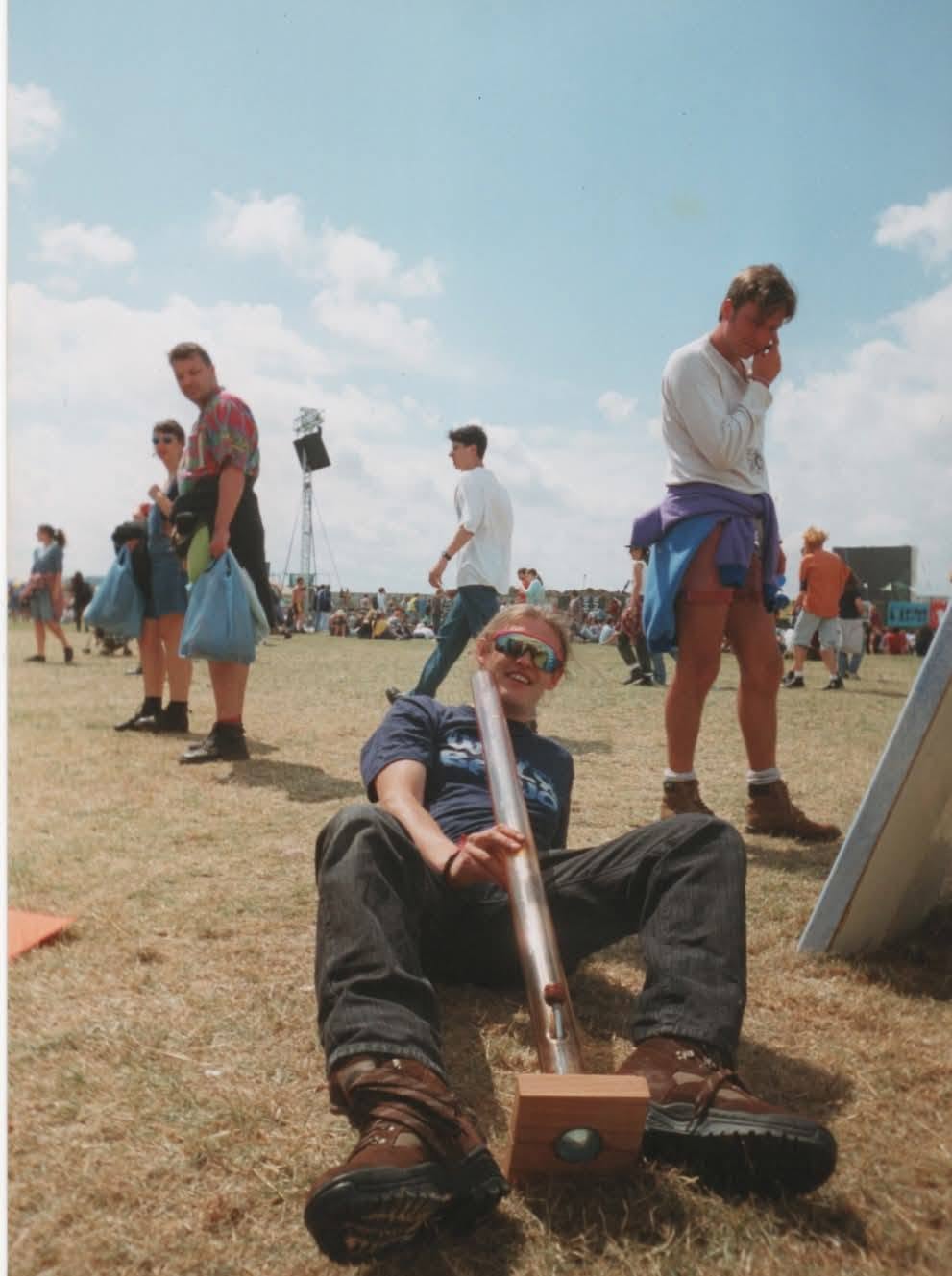 Willy Banjo with the four-foot bong at Phoenix Festival in the 90s