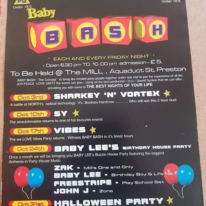 Willy Banjo B.A.S.H. rave flyer: Baby Bash, every Friday, under-18s.