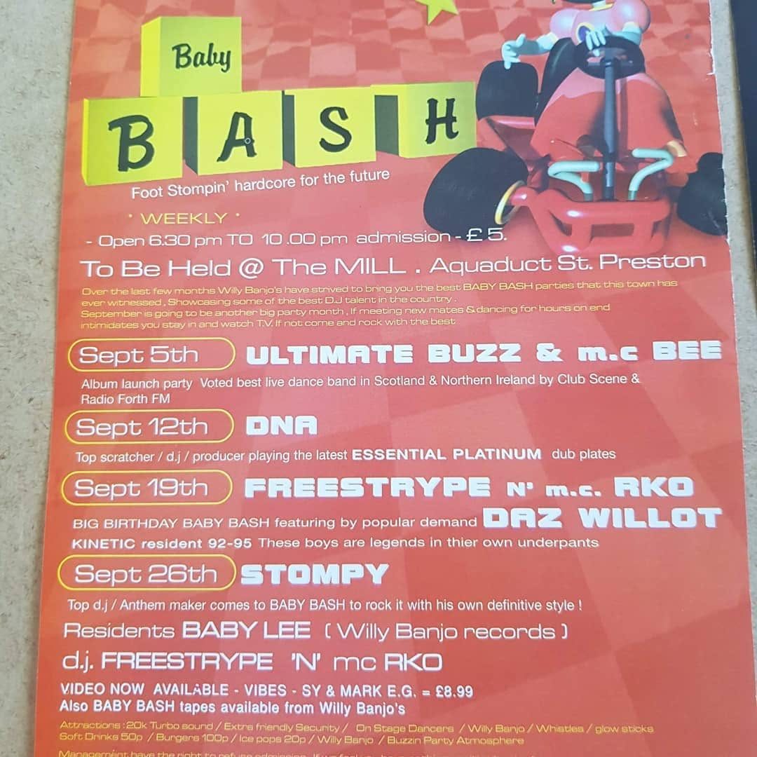 Willy Banjo B.A.S.H. rave flyer: Baby Bash, weekly at the Mill.