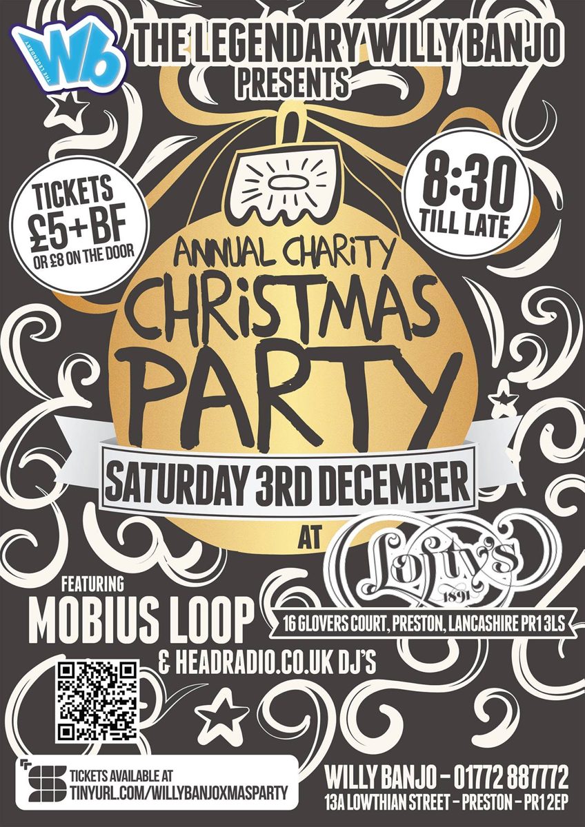 Willy Banjo charity party flyer: The Loft Bar, Glovers Court.