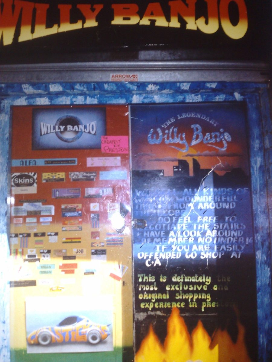The original Willy Banjo shop door, airbrushed and hand-painted by Baron, around 1994