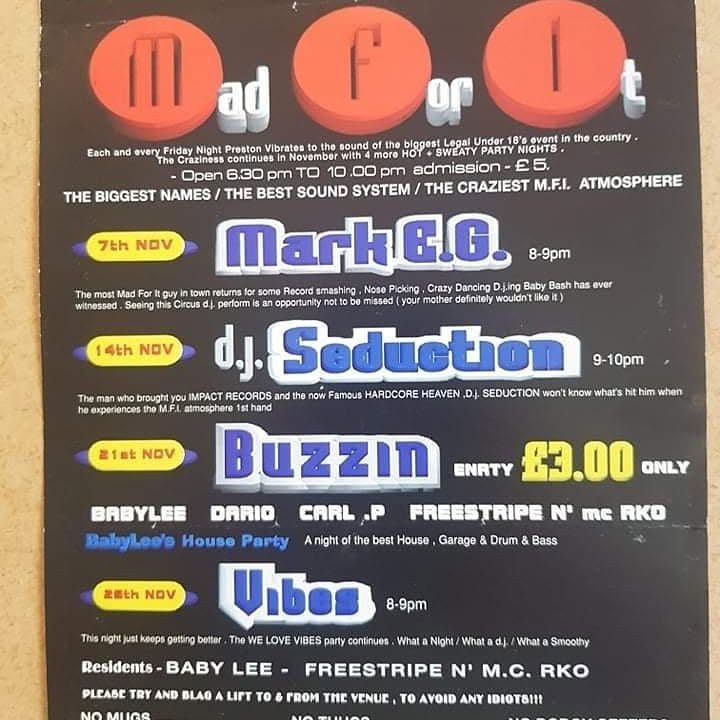 Willy Banjo B.A.S.H. rave flyer: Mad For It: the biggest legal under 18's event in the country.