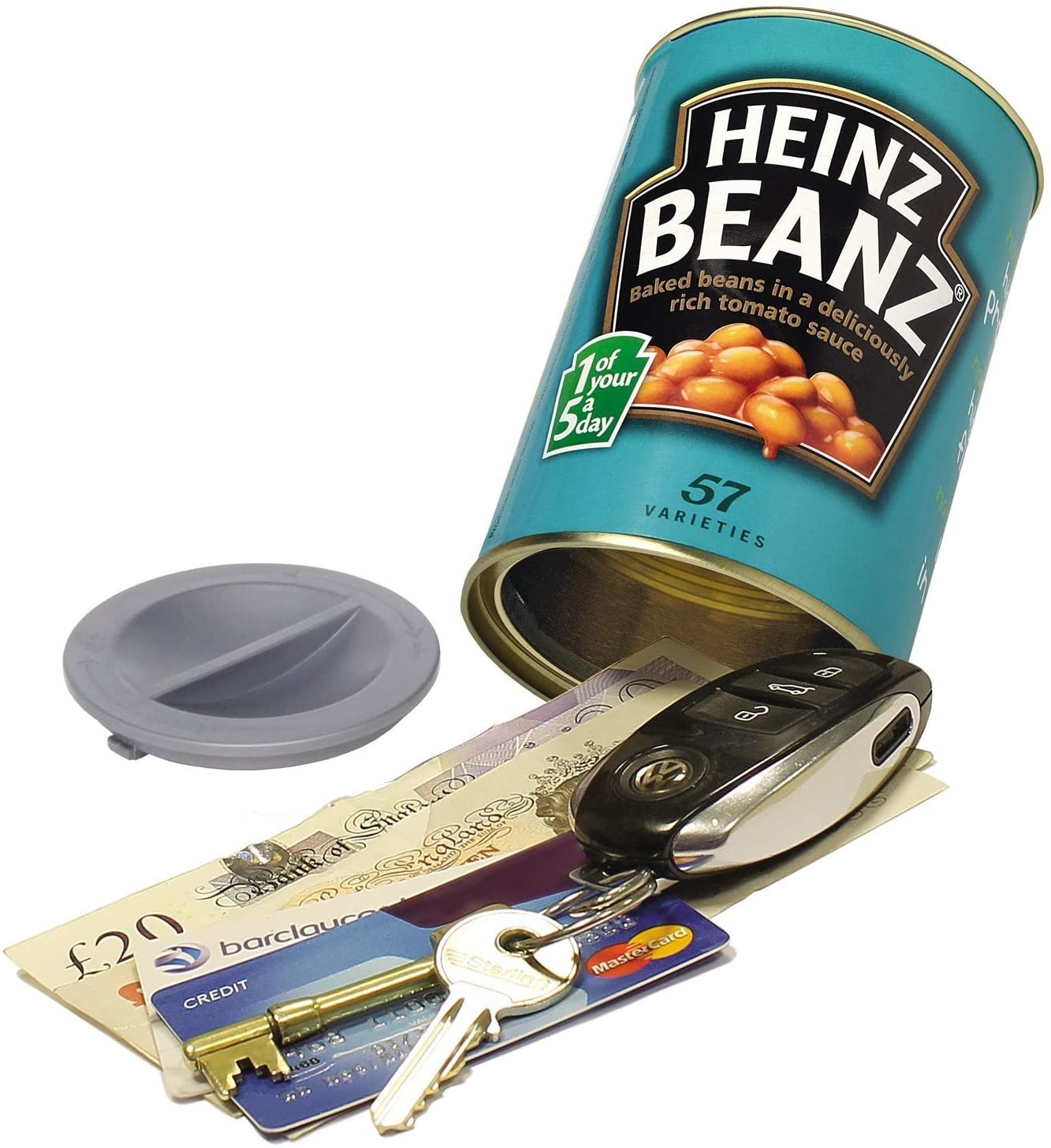 Secret Heinz Spaghetti Tin Can Safe Money Metal Cash Security Hidden Stash Key 