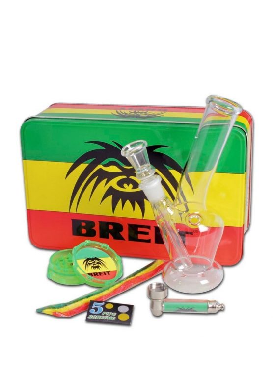 Breit Mini Bong 18cm Set with Grinder and Pure Pipe