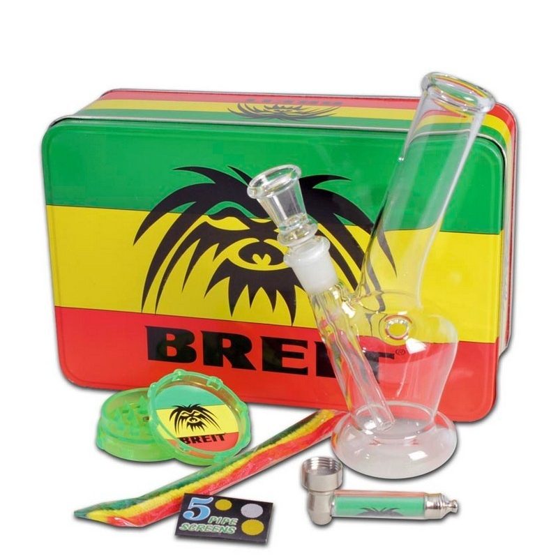 Breit Mini Bong 18cm Set with Grinder and Pure Pipe