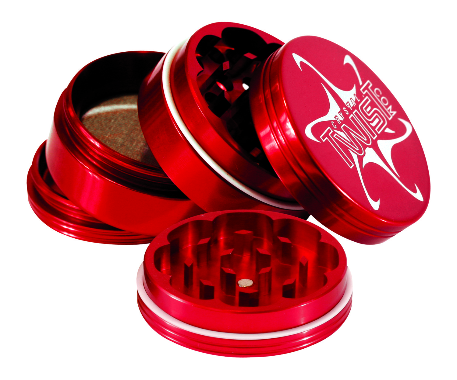 Red Eye Crystal Twist Small 40mm 5 Part Combo Aluminium Metal Herb Spice Grinder