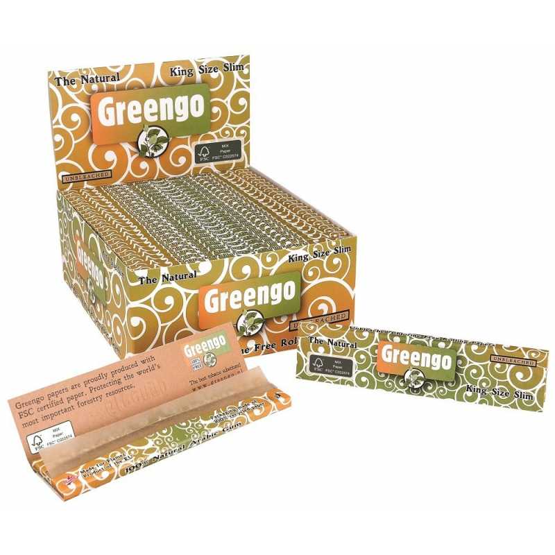 Greengo Unbleached Kingsize Slim Papers (3 Packs) Free UK Delivery