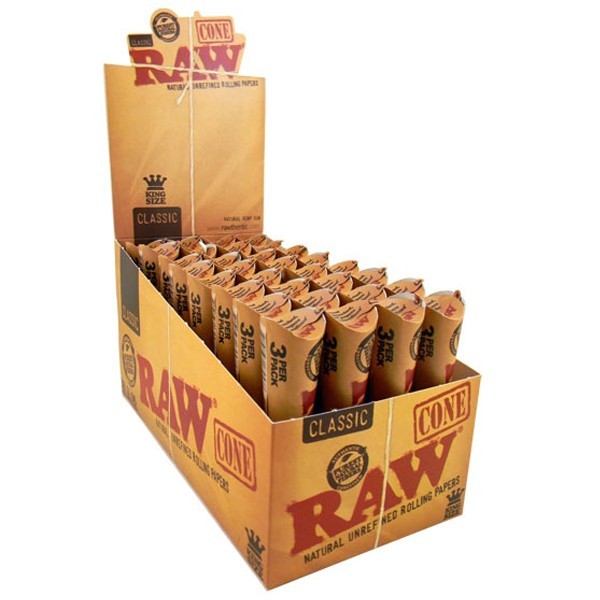 RAW Classic King Size 3 Cones Pack (1 Pack) Free UK Delivery