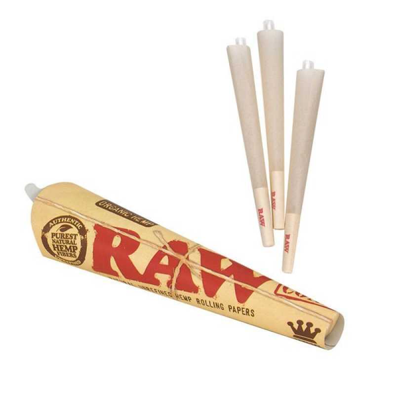 RAW Organic Hemp King Size 3 Cones Pack (1 Pack) Free UK Delivery