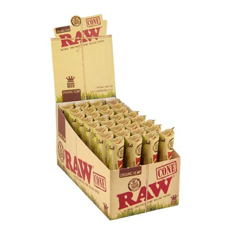 RAW Organic Hemp King Size 3 Cones Pack (1 Pack) Free UK Delivery