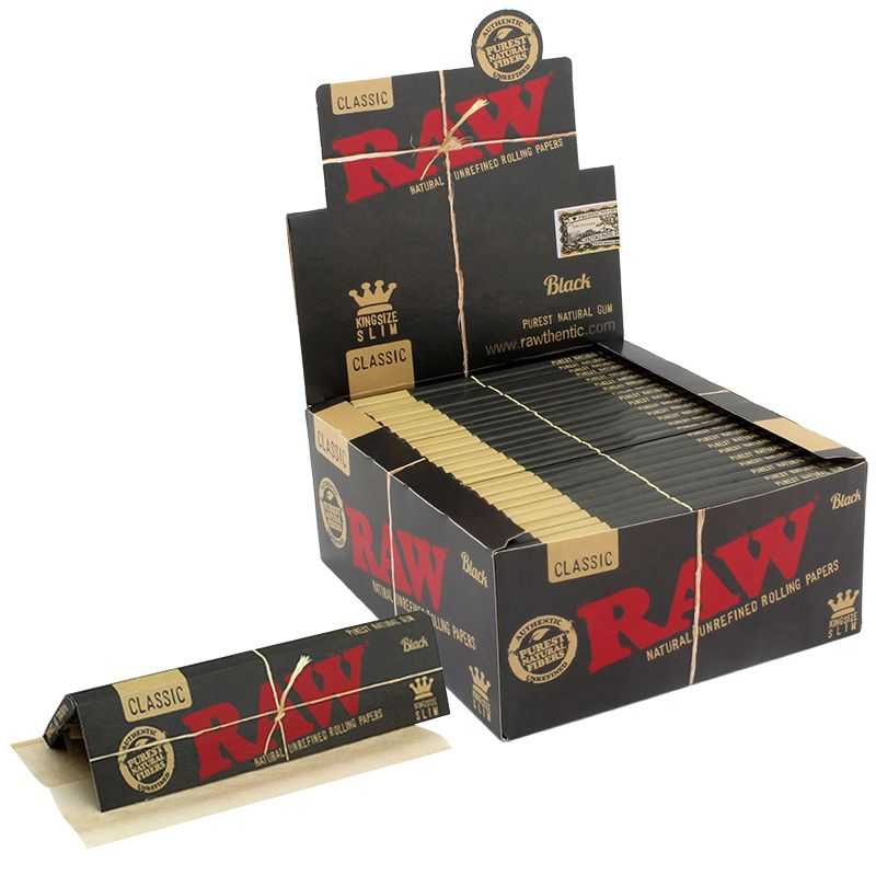 RAW BLACK Classic Kingsize Slim Papers & Tips (1 Pack) Free UK Delivery