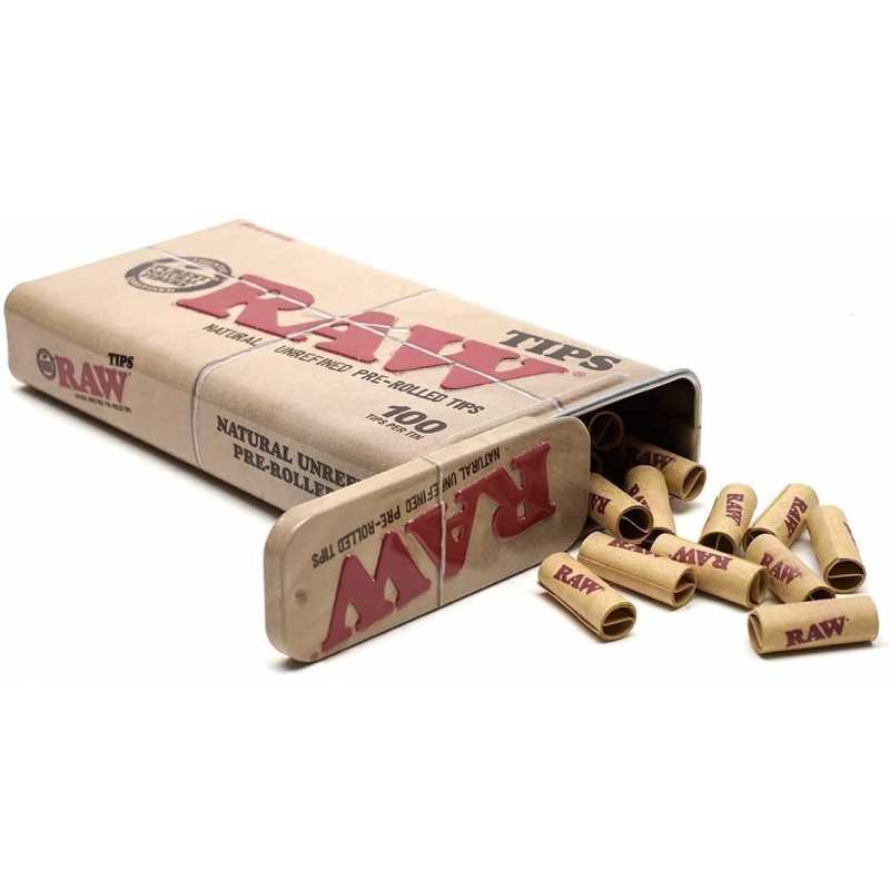 RAW 100 Pre Rolled Tips in Tin Free UK Delivery