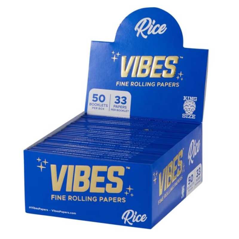 Vibes Rolling Papers Kingsize  Slim Rice Blue (3 Packs) Free UK Delivery
