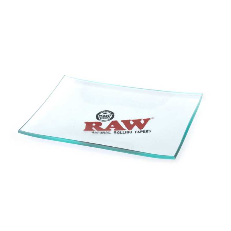 RAW Mini Clear Glass Rolling Tray - official