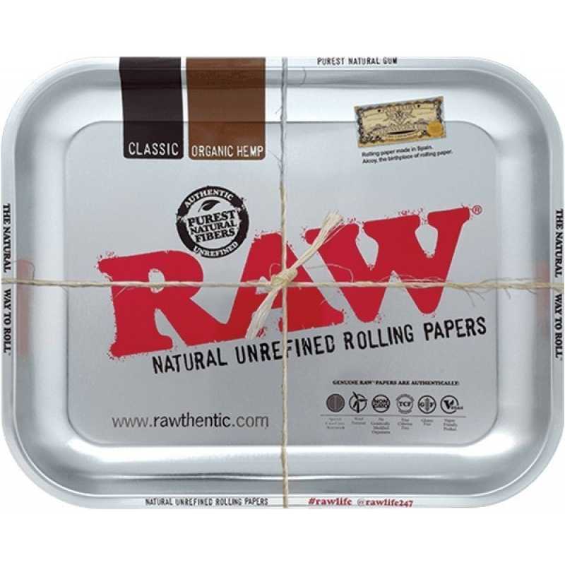 RAW Silver Metal Smokers Rolling Tray